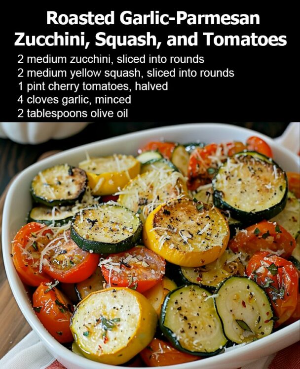 Roasted Garlic-Parmesan Zucchini, Squash, and Tomatoes – Arch Recipes