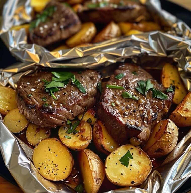 Garlic Steak & Potato Foil Packets