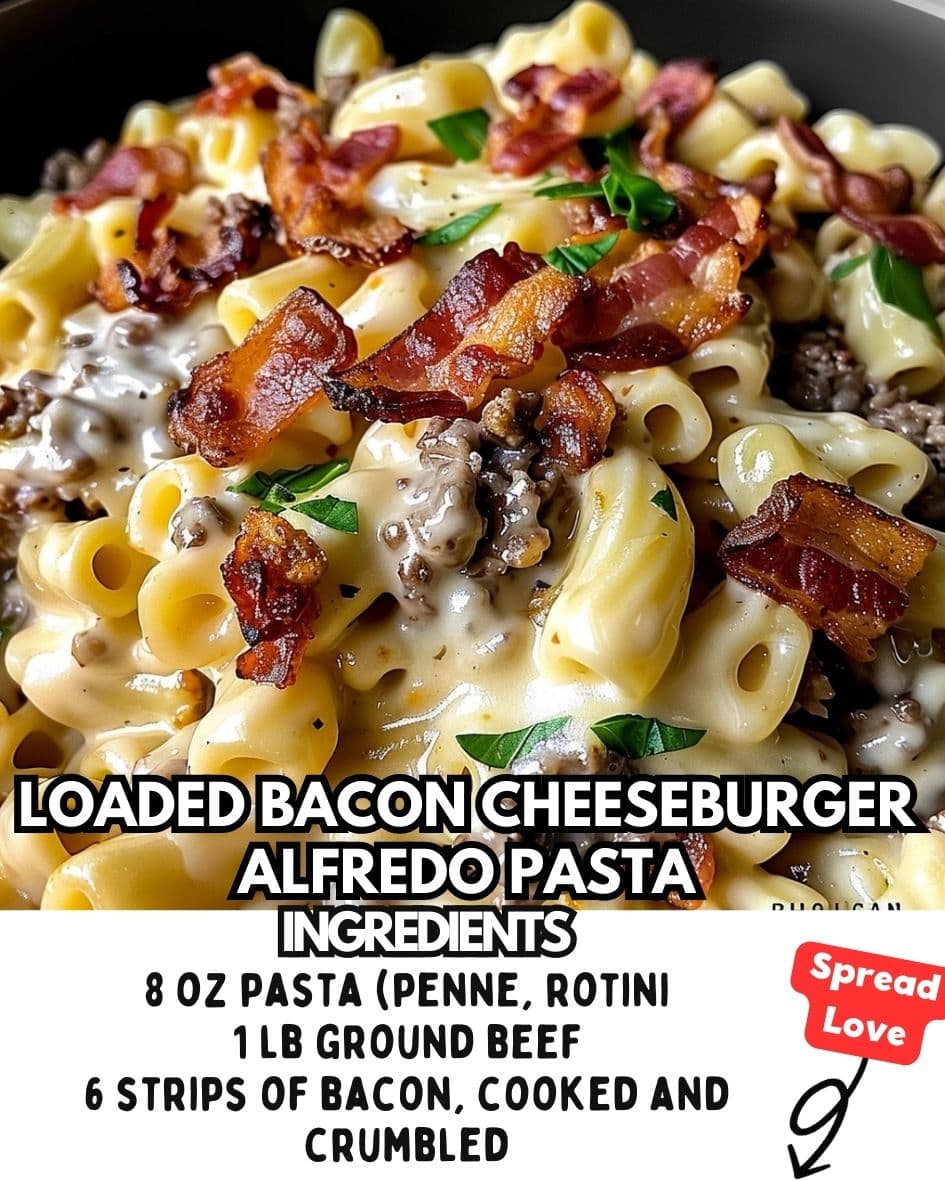 Loaded Bacon Cheeseburger Alfredo Pasta